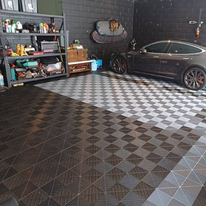 Garage Tile - Interlocking Polypropylene Flooring | DECKO <b>DURANTE</b> (400x400x18 mm) - <b>Select Colour</b> - Price per box of 30
