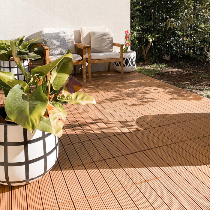 <b>Deck Tiles</b> - Premium WPC Interlocking | DECKO (300x 300x20 mm tile) - <b>select colour</b> - (One Piece)