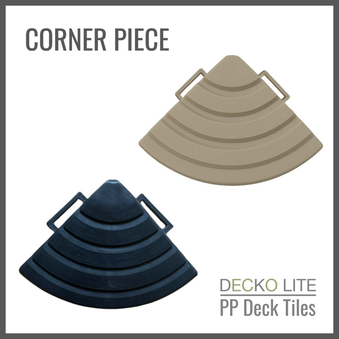 Corner Ramp Edges for DECKO Lite PP Deck Tiles - <b>Choose Colour</b> - Premium, 100% Recycled Polypropylene (One Piece)