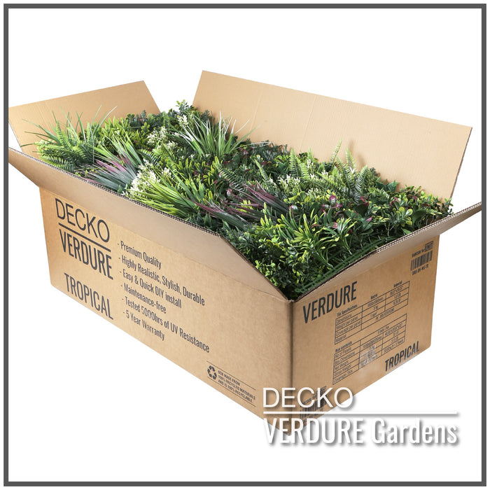 Artificial Plants Green Wall Panel | DECKO VERDURE (Box of 5 panels = 5m<sup>2</sup>) <b>choose 1000x1000mm panel style</b>