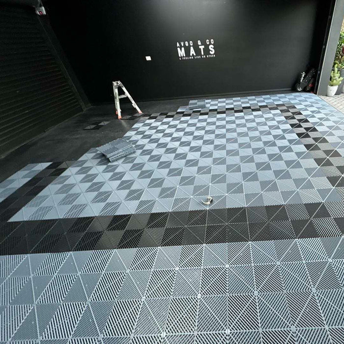 Garage Tile - Interlocking Polypropylene Flooring | DECKO <b>DURANTE</b> (400x400x18 mm) - <b>Select Colour</b> - Price per box of 30