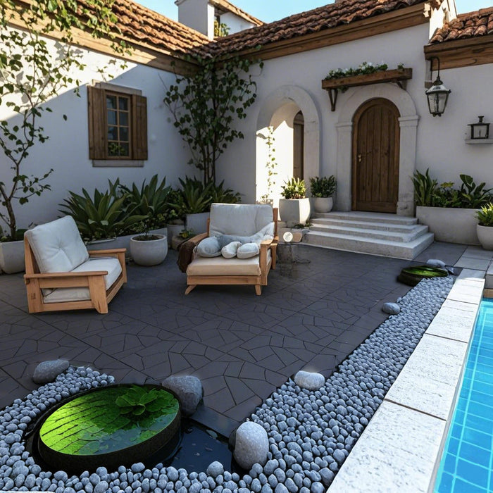 Deck Tiles - <b>GREYSTONE</b> - Interlocking PP Flooring, with Recycled Premium Polypropylene | DECKO Lite (304x304x20 mm tile) - (One Piece)