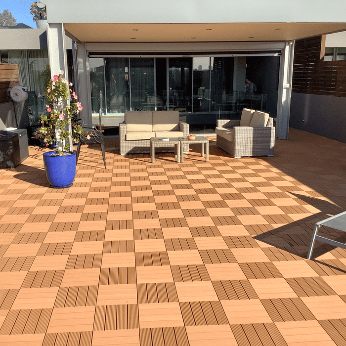 <b>Deck Tiles</b> - Premium WPC Interlocking | DECKO (300x 300x20 mm tile) - <b>select colour</b> - (One Piece)