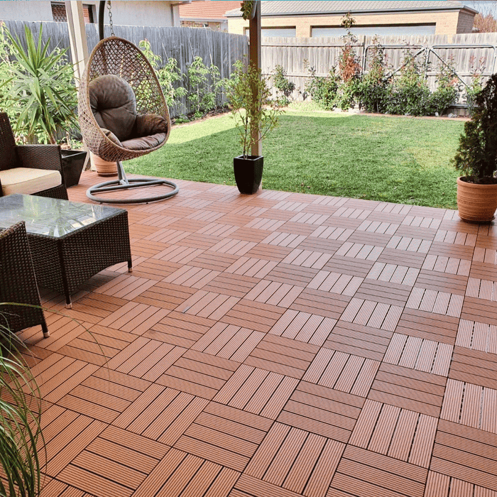 <b>Deck Tiles</b> - Premium WPC Interlocking | DECKO (300x 300x20 mm tile) - <b>select colour</b> - (One Piece)