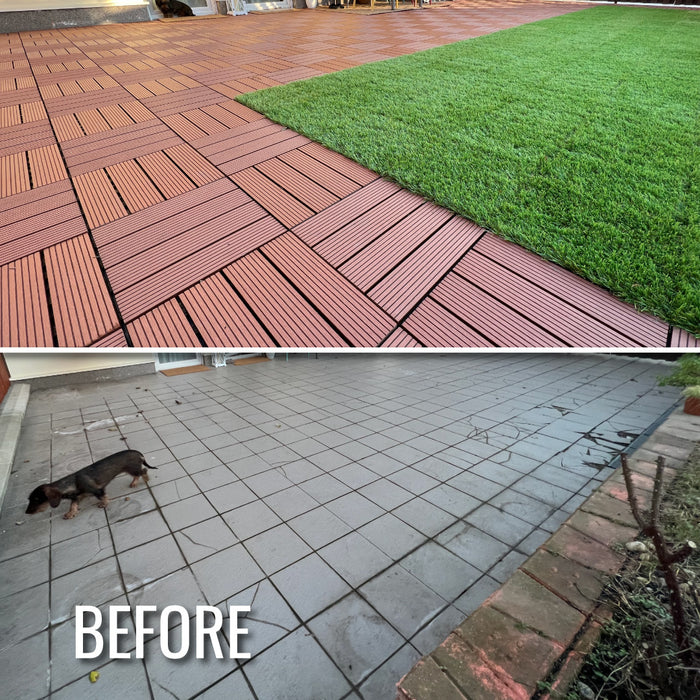 <b>Deck Tiles</b> - Premium WPC Interlocking | DECKO (300x 300x20 mm tile) - <b>select colour</b> - (One Piece)