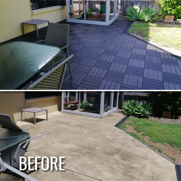 <b>Deck Tiles</b> - Premium WPC Interlocking | DECKO (300x 300x20 mm tile) - <b>select colour</b> - (One Piece)