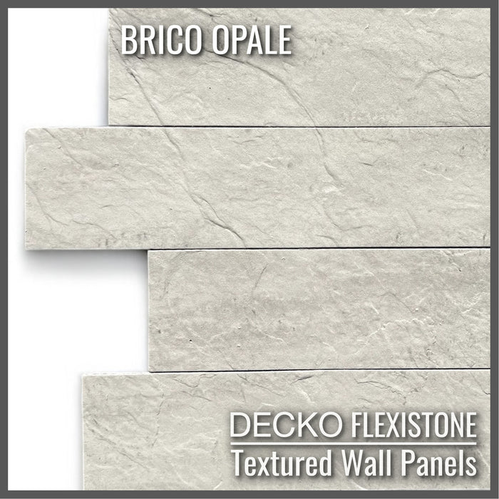 DECKO Flexistone Textured Stone Wall Panels - BRICO OPALE - Box of 12 Interlocking Peel-and-Stick Panels