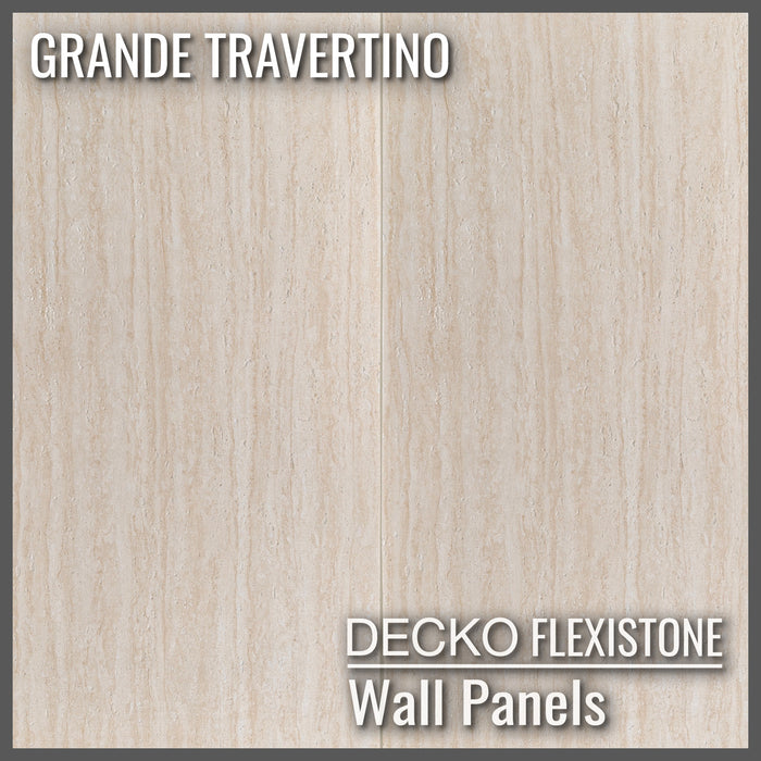 Flexible 3D Stone Wall Panels - <b>GRANDE TRAVERTINO</b> - Box of 6 panels (1200x600mm) <b>4.32m<sup>2</sup></b> coverage | DECKO Flexistone