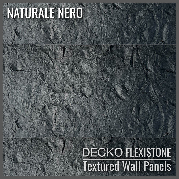 DECKO Flexistone Textured Stone Wall Panels - NATURALE NERO - Box of 10 600x300mm Panels