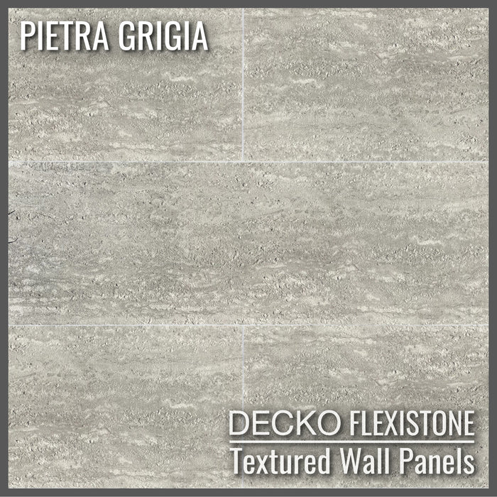 Flexible 3D Stone Wall Panels - <b>PIETRA GRIGIA</b> - Box of 16 panels (900x300mm) <b>4.32m<sup>2</sup></b> coverage | DECKO Flexistone