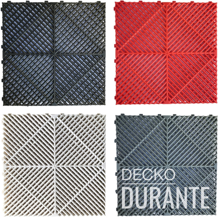 Garage Tile - Interlocking Polypropylene Flooring | DECKO <b>DURANTE</b> (400x400x18 mm) - <b>Select Colour</b> - Price per box of 30