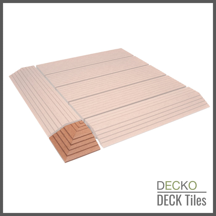 Deck Tile <b>Corner Ramp Edge</b> - for Premium WPC Interlocking Tiles | DECKO (80 x 80 x 20 mm) - (One Piece)