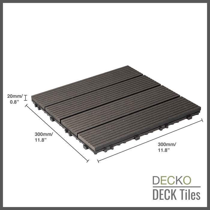 <b>Deck Tiles</b> - Premium WPC Interlocking | DECKO (300x 300x20 mm tile) - <b>select colour</b> - (One Piece)