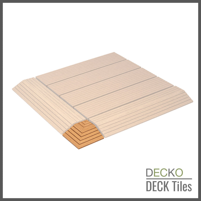 Deck Tile <b>Corner Ramp Edge</b> - for Premium WPC Interlocking Tiles | DECKO (80 x 80 x 20 mm) - (One Piece)