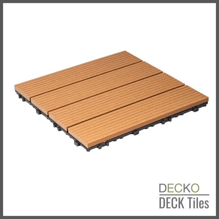 <b>Deck Tiles</b> - Premium WPC Interlocking | DECKO (300x 300x20 mm tile) - <b>select colour</b> - (One Piece)
