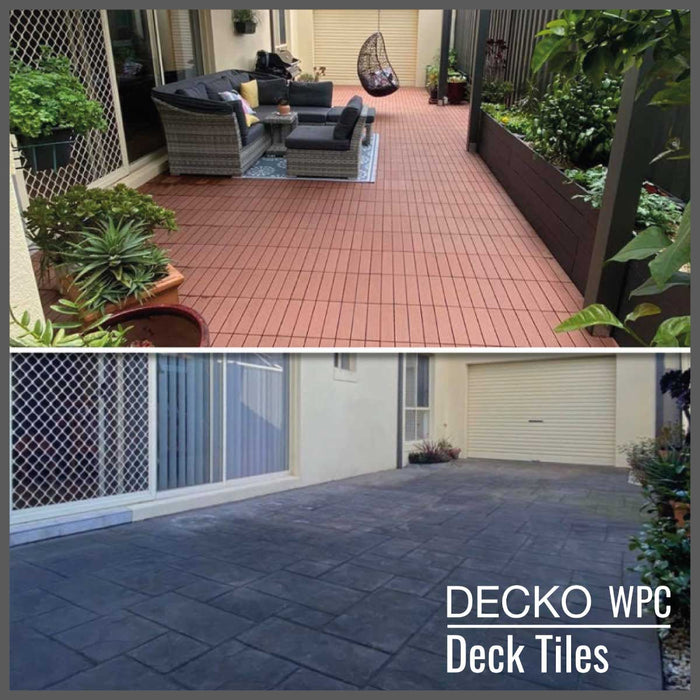 <b>Deck Tiles</b> - Premium WPC Interlocking - <b>BROWN</b> | DECKO (300x300x20 mm tile) - (One Piece)
