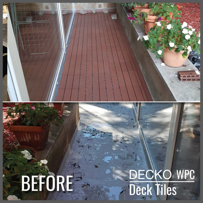 <b>Deck Tiles</b> - Premium WPC Interlocking - <b>BROWN</b> | DECKO (300x300x20 mm tile) - (One Piece)