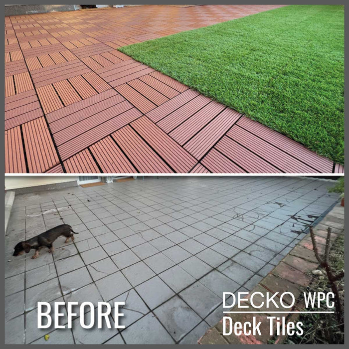 <b>Deck Tiles</b> - Premium WPC Interlocking - <b>BROWN</b> | DECKO (300x300x20 mm tile) - (One Piece)