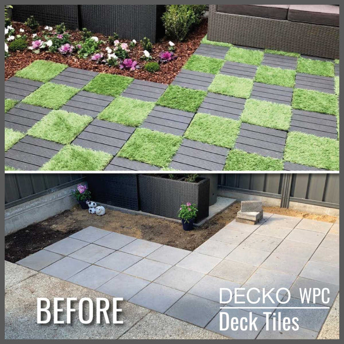 <b>Artificial Grass Tiles</b> - Premium Interlocking Turf | DECKO (300x300x20 mm tile) - (One Piece)