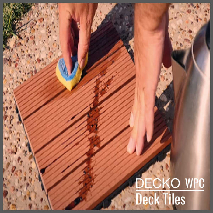 <b>Deck Tiles</b> - Premium WPC Interlocking - <b>BROWN</b> | DECKO (300x300x20 mm tile) - (One Piece)