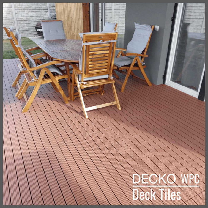 <b>Deck Tiles</b> - Premium WPC Interlocking - <b>BROWN</b> | DECKO (300x300x20 mm tile) - (One Piece)