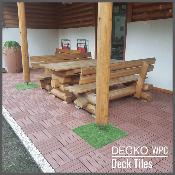 <b>Deck Tiles</b> - Premium WPC Interlocking - <b>BROWN</b> | DECKO (300x300x20 mm tile) - (One Piece)