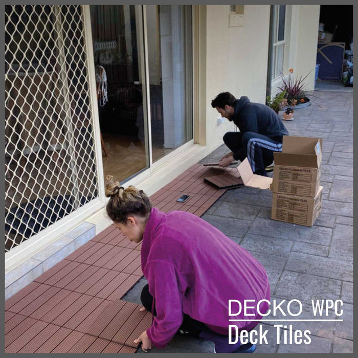 <b>Deck Tiles</b> - Premium WPC Interlocking - <b>BROWN</b> | DECKO (300x300x20 mm tile) - (One Piece)