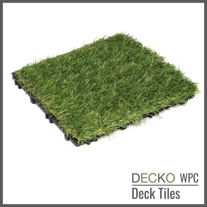 <b>Artificial Grass Tiles</b> - Premium Interlocking Turf | DECKO (300x300x20 mm tile) - (One Piece)