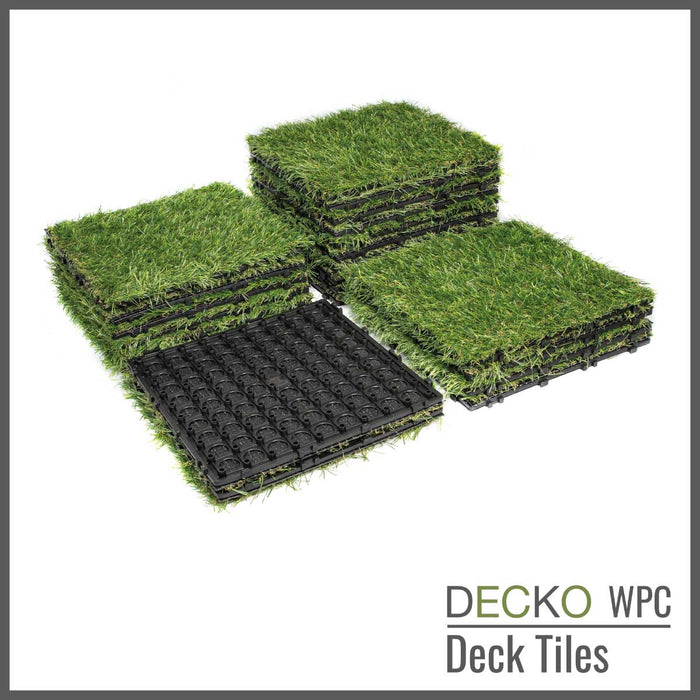 <b>Artificial Grass Tiles</b> - Premium Interlocking Turf | DECKO (300x300x20 mm tile) - (One Piece)