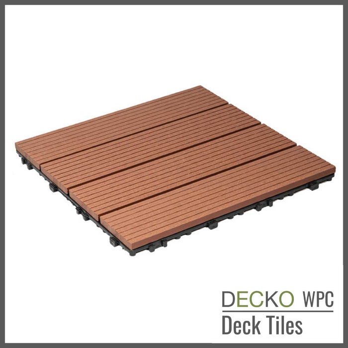 <b>Deck Tiles</b> - Premium WPC Interlocking - <b>BROWN</b> | DECKO (300x300x20 mm tile) - (One Piece)