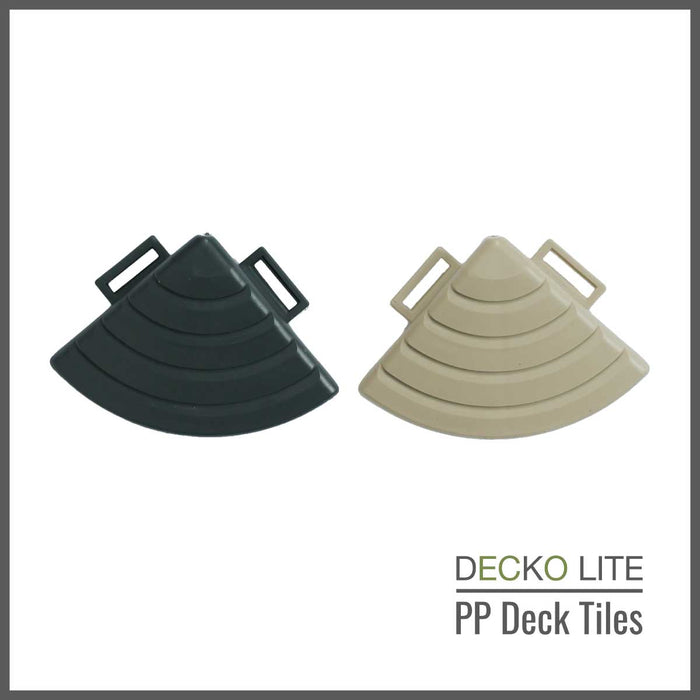 Deck Tiles <b>Corner Ramp Edge</b> for Interlocking PP Flooring | DECKO Lite (60x60x20 mm) - Premium, with Recycled Polypropylene (One Piece)