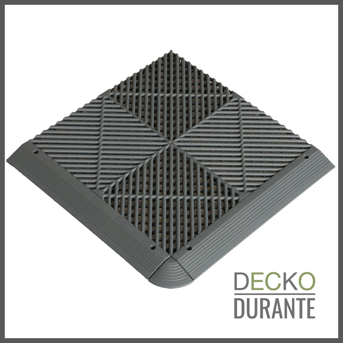 Garage Tile - <b>GREY</b> - Interlocking Polypropylene Flooring | DECKO <b>DURANTE</b> (400x400x18 mm tile)