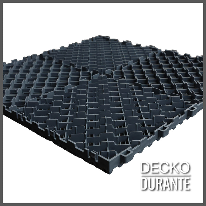 Garage Tile - <b>GREY</b> - Interlocking Polypropylene Flooring | DECKO <b>DURANTE</b> (400x400x18 mm tile)