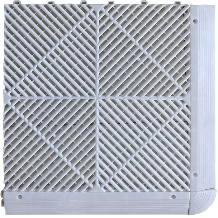 Garage Tile - <b>WHITE</b> - Interlocking Polypropylene Flooring | DECKO <b>DURANTE</b> (400x400x18 mm tile)