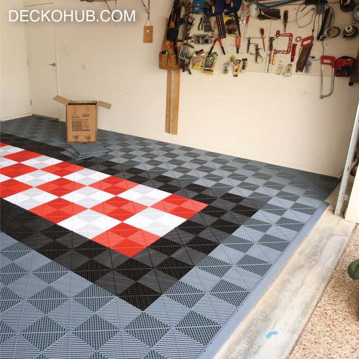 Garage Tile <b>Corner</b> for Interlocking Polypropylene Flooring | DECKO <b>DURANTE</b> (60x60x18 mm)