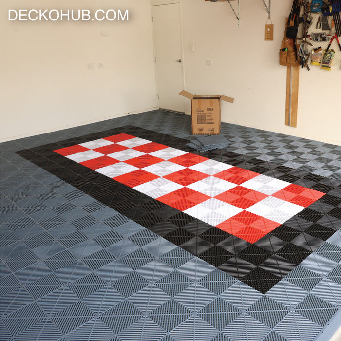 Garage Tile <b>Corner</b> for Interlocking Polypropylene Flooring | DECKO <b>DURANTE</b> (60x60x18 mm)