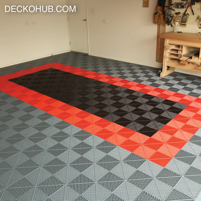Garage Tile - Interlocking Polypropylene Flooring | DECKO <b>DURANTE</b> (400x400x18 mm tile) - <b>Select Color</b>