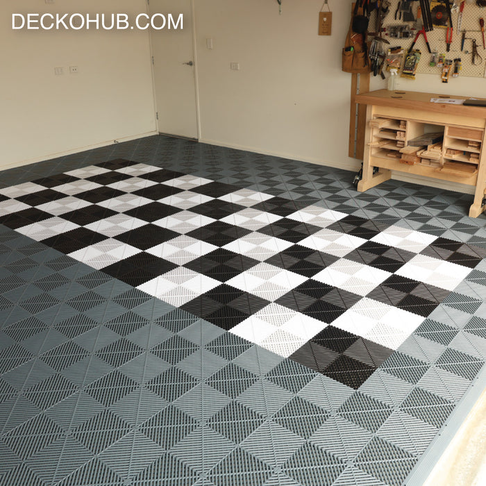 Garage Tile <b>Corner</b> for Interlocking Polypropylene Flooring | DECKO <b>DURANTE</b> (60x60x18 mm)