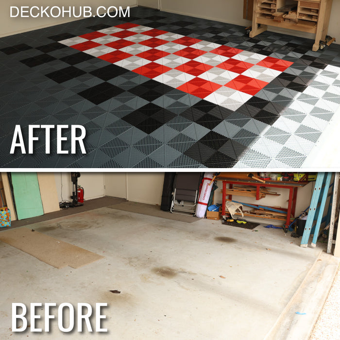 Garage Tile - Interlocking Polypropylene Flooring | DECKO <b>DURANTE</b> (400x400x18 mm tile) - <b>Select Color</b>