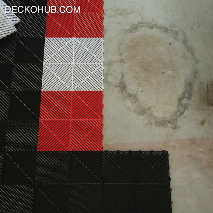 Garage Tile - Interlocking Polypropylene Flooring | DECKO <b>DURANTE</b> (400x400x18 mm tile) - <b>Select Color</b>