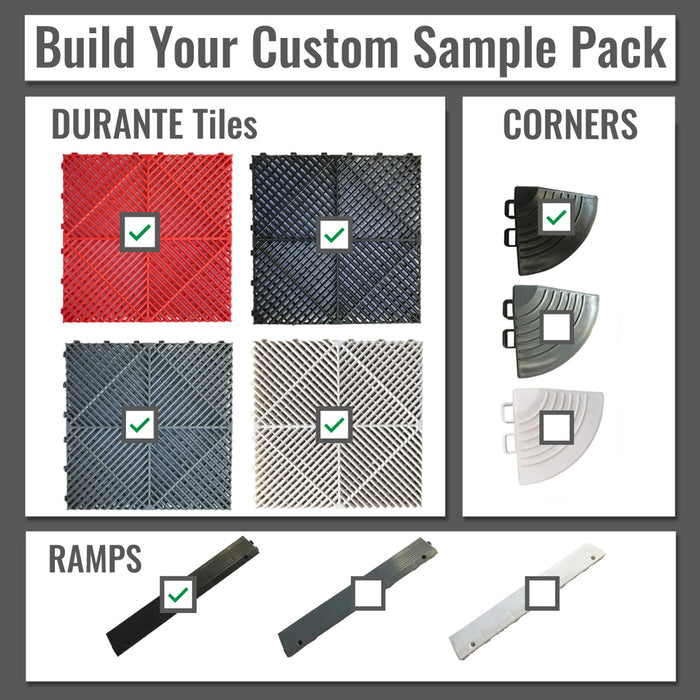 <b>Garage Tile Samples</b> - Interlocking Polypropylene Flooring - Build your Own Selection | DECKO - Fully Refundable (up to 6 items)