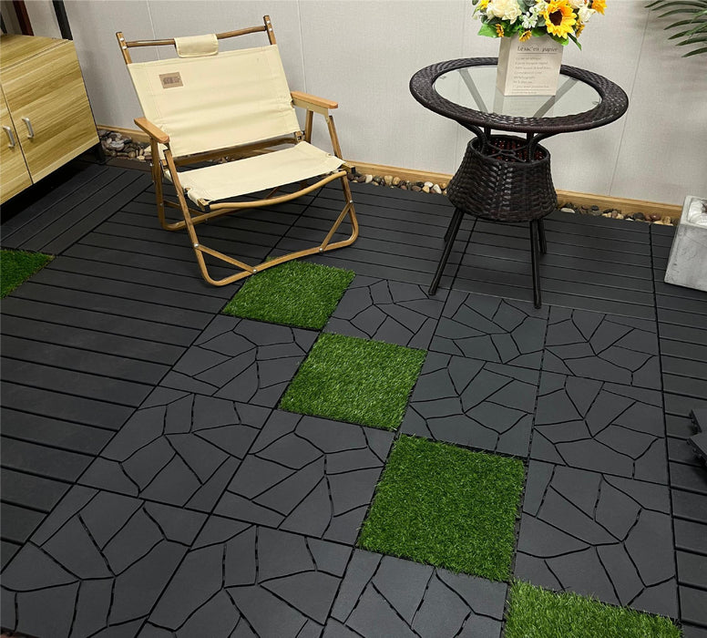 Deck Tiles - <b>GREYSTONE</b> - Interlocking PP Flooring, with Recycled Premium Polypropylene | DECKO Lite (304x304x20 mm tile) - (One Piece)
