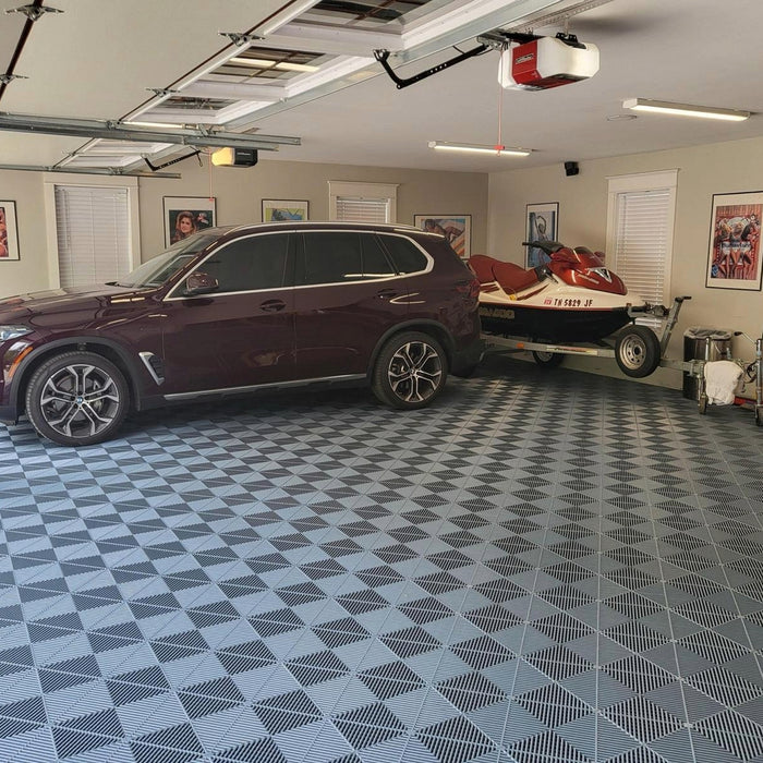 Garage Tile - <b>WHITE</b> - Interlocking Polypropylene Flooring | DECKO <b>DURANTE</b> (400x400x18 mm tile)