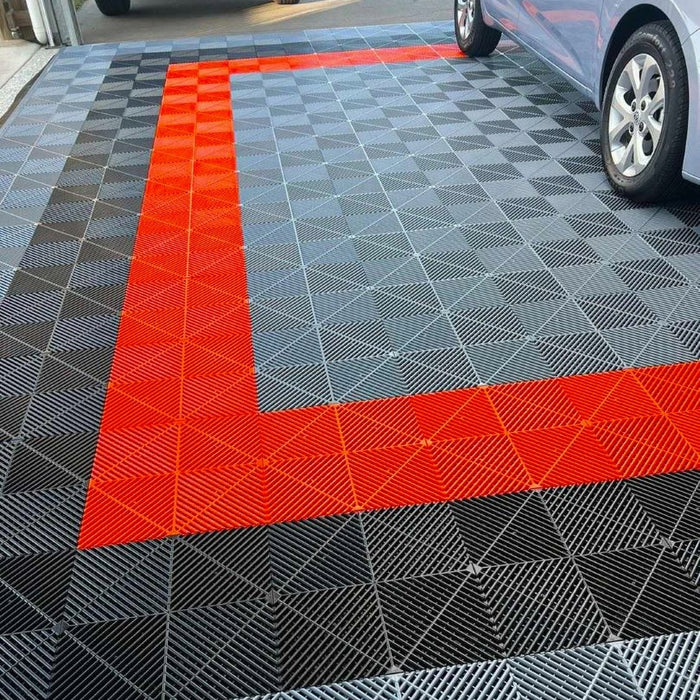 Garage Tile - <b>BLACK</b> - Interlocking Polypropylene Flooring | DECKO <b>DURANTE</b> (400x400x18 mm tile)