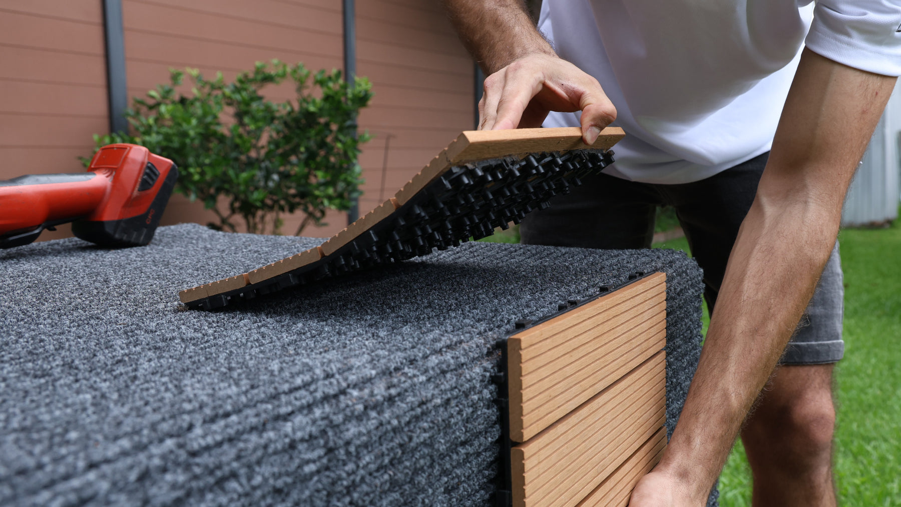 Installing Decking tiles on Steps and fascia