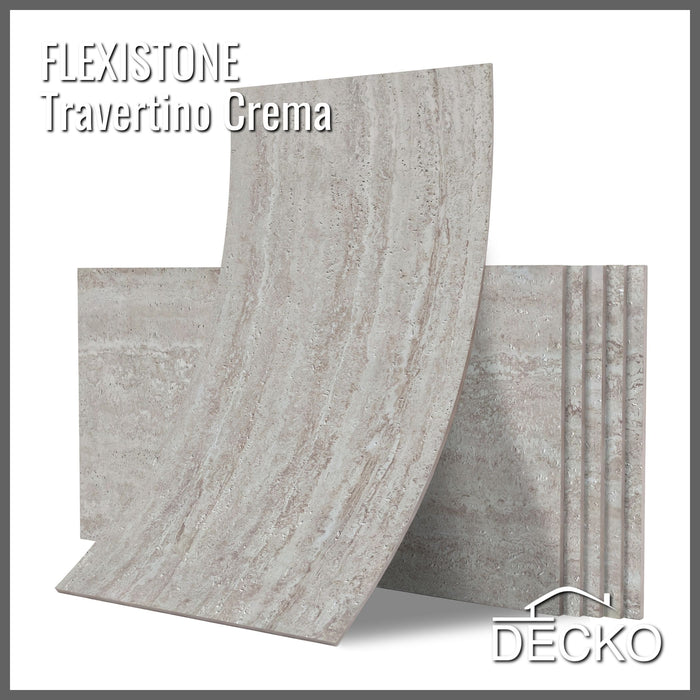 Flexible 3D Stone Wall Panels - GRANDE TRAVERTINO CREMA - Box of 6 panels (1200x600mm) 4.32m² coverage | DECKO Flexistone (Copy)