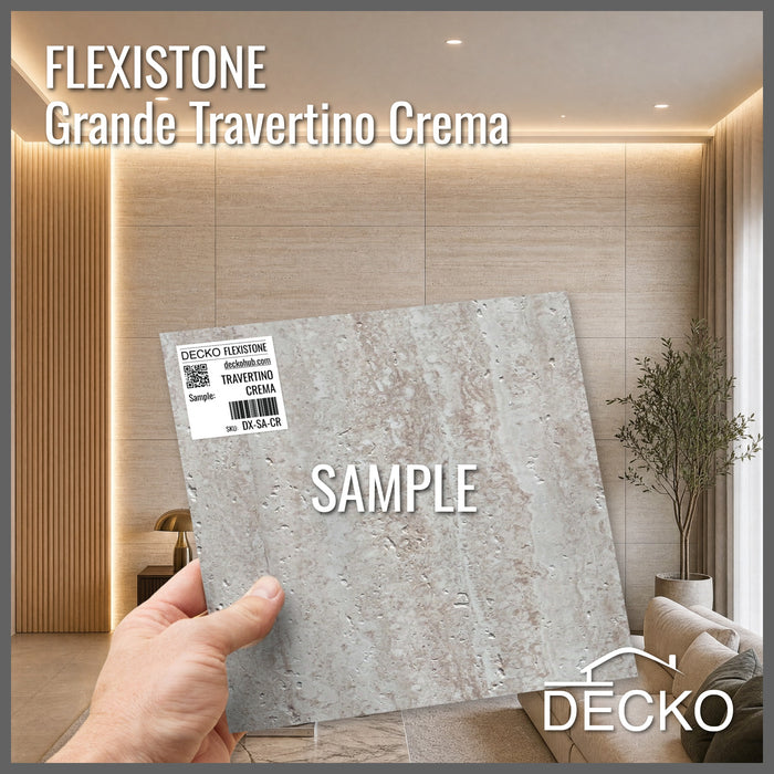 Flexible 3D Stone Wall Panel Sample - TRAVERTINO CREMA| DECKO Flexistone - Free Shipping