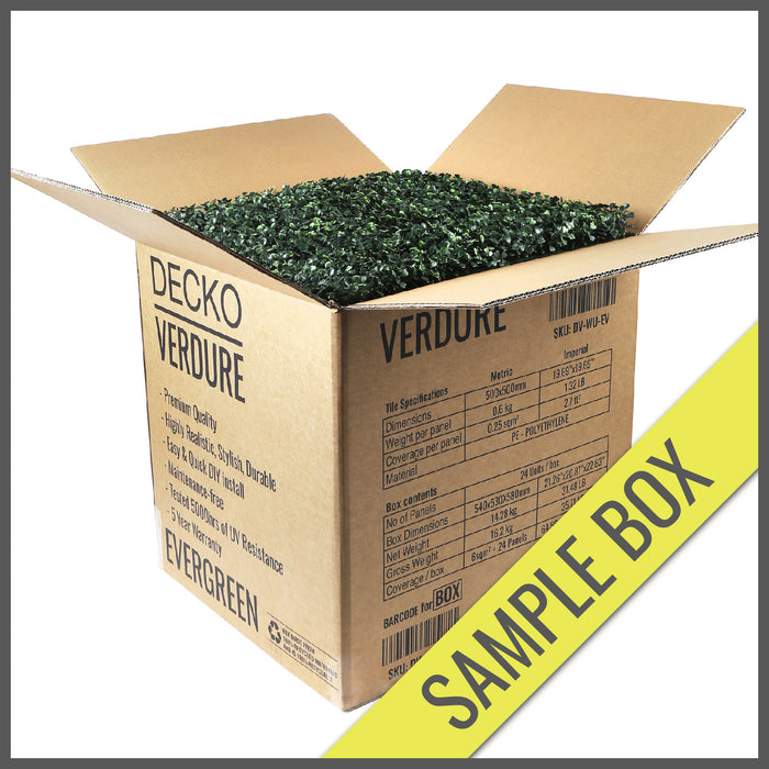 DECKO <b>VERDURE Arborea or Evergreen</b> Green Wall - SAMPLE BOX of 24 panels 500x500mm <b>(Choose Style)</b> Fully refundable with free return and no restocking fee!