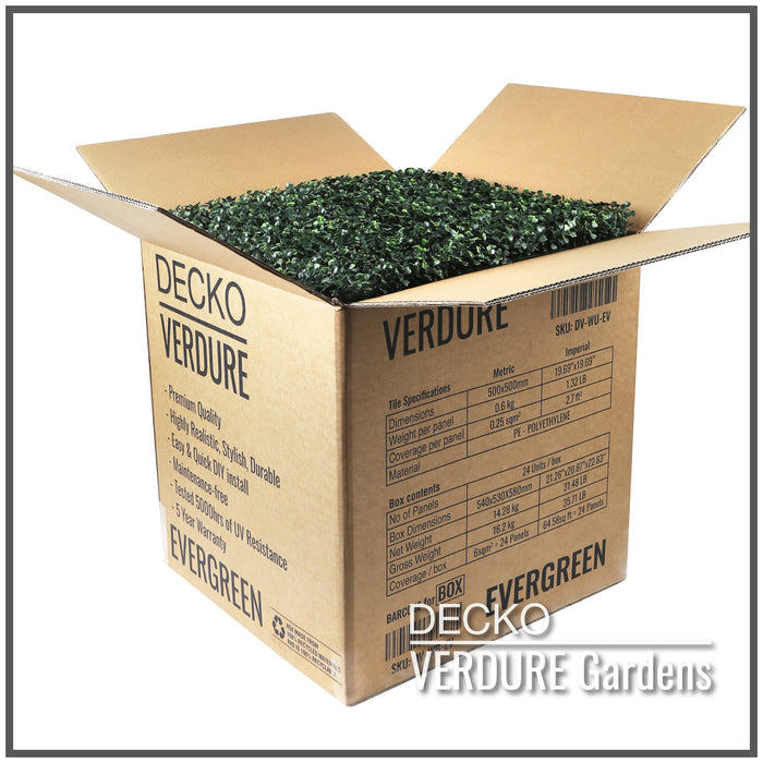 DECKO VERDURE Green Wall - Box of 24 panels: 500mm x 500mm (Choose Style)