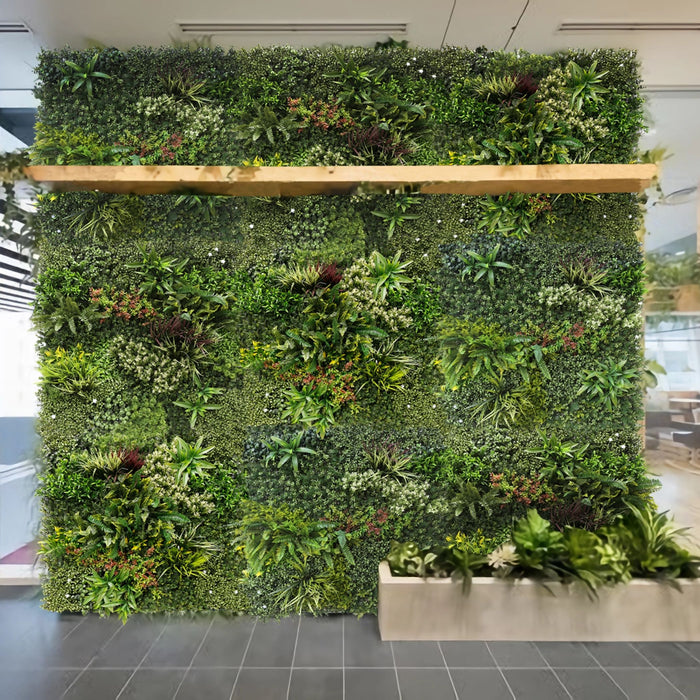 Artificial Plants Green Wall Panel - TRIO WILD - Box of 3 Panels - 1000x1000mm | DECKO VERDURE (3 m² /Box)